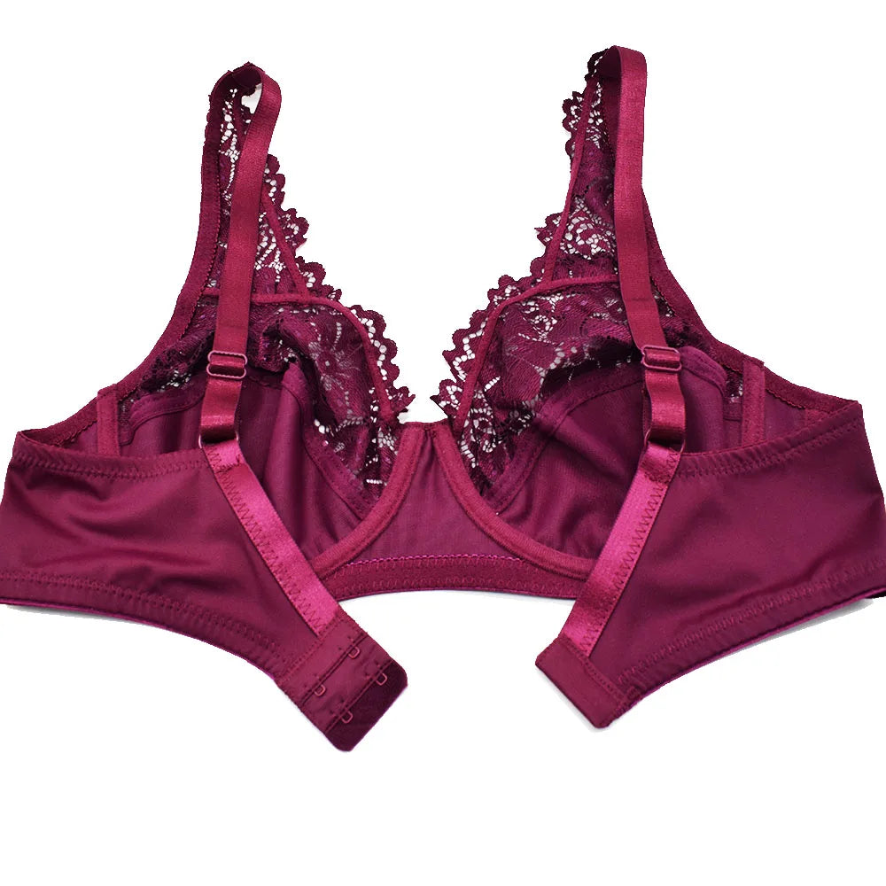 Womens Lager Bosom Lace Bralette Ladies Floral Unpadded Bra Sexy Lingerie See through Underwired Plus Size Brassiere Top