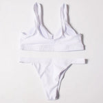 ZTVitality Sexy Bikini Solid Push Up 2019 Hot Sale Padded Bra Button Low Waist Thong Swimsuit Swimwear Women Biquini XL