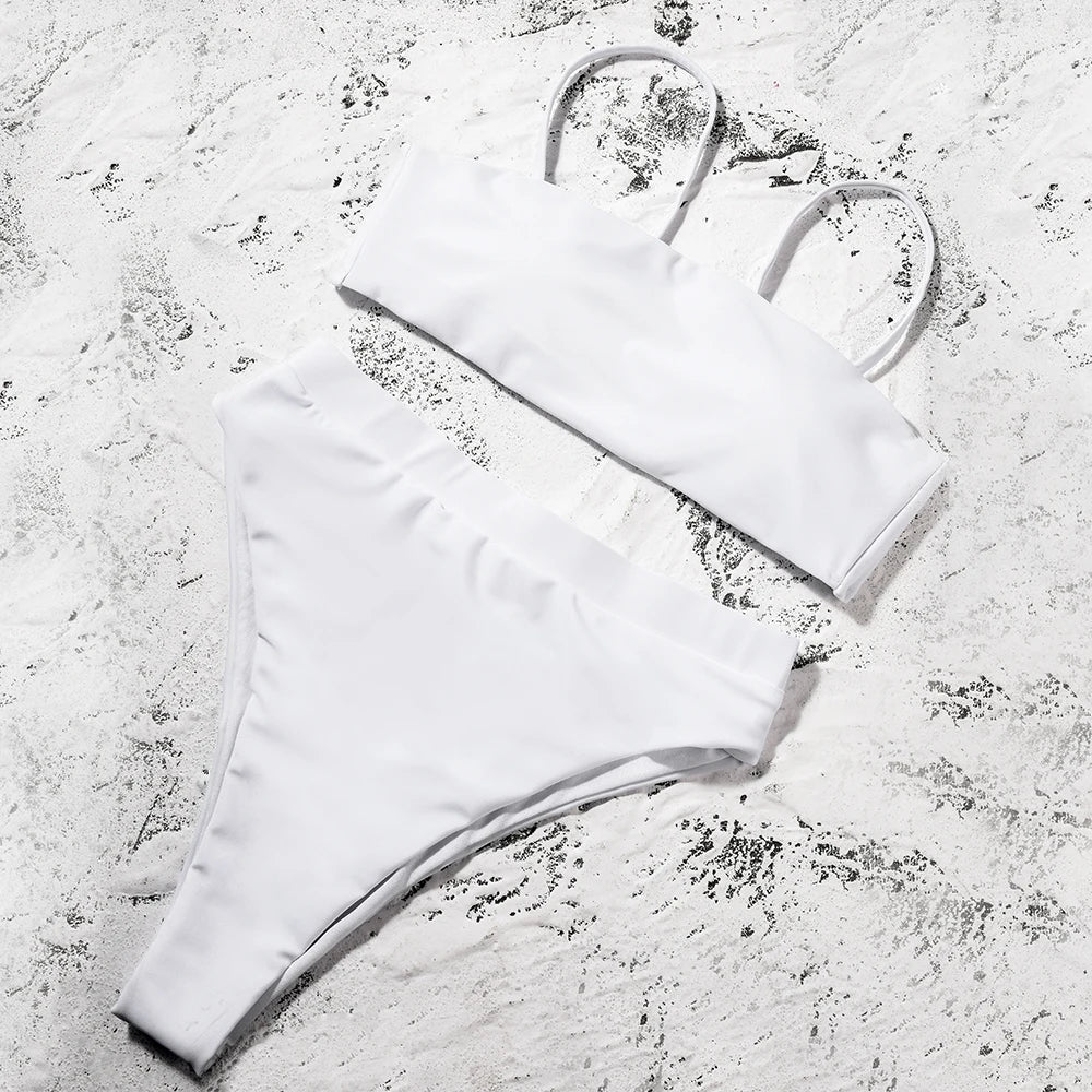 ZTVitality Sexy Bikinis Solid Push Up Bikini 2021 Hot Sale Padded Bra Straps High Waist Swimsuit Female Swimwear Women Biquini