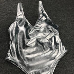 Sexy Shiny PU Leather Bikini Women 2025 Bikinis Bling Swimwear One Piece Swimsuit Female Monokini Bather Bathing Suit Swim Lady