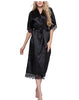 High Quality Black Women Silk Rayon Robe Sexy Long Lingerie Sleepwear Kimono Yukata Nightgown Plus Size S M L XL XXL XXXL A-050