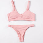 ZTVitality Sexy Bikini Solid Push Up 2019 Hot Sale Padded Bra Button Low Waist Thong Swimsuit Swimwear Women Biquini XL