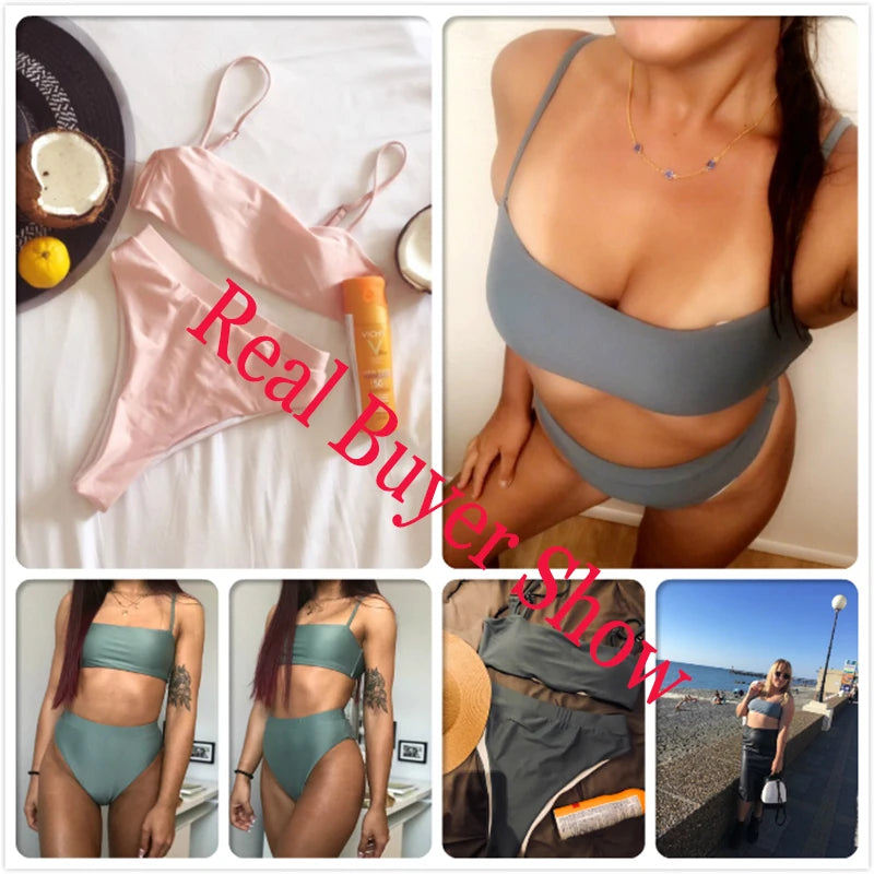 ZTVitality Sexy Bikinis Solid Push Up Bikini 2021 Hot Sale Padded Bra Straps High Waist Swimsuit Female Swimwear Women Biquini