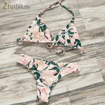 ZTVitality Sexy Swimsuit Female Bikini 2019 New Arrival Beach Leaf Print Patchwork Low Waist Swimwear Women Brazilian Biquini