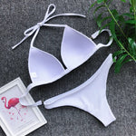 Sexy Halter Push Up Bra Cup Bikini 2025 Women Swimsuit Female Swimwear Two Pieces Bikini set Brazilian Bathing Suit Swim Beach
