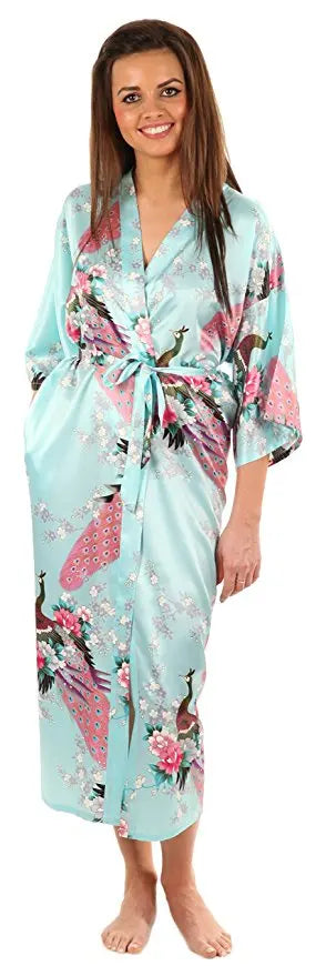RB015 Satin Robes for Brides Wedding Robe Sleepwear Silk Pijama Casual Bathrobe Animal Rayon Long Nightgown Women Kimono XXXL