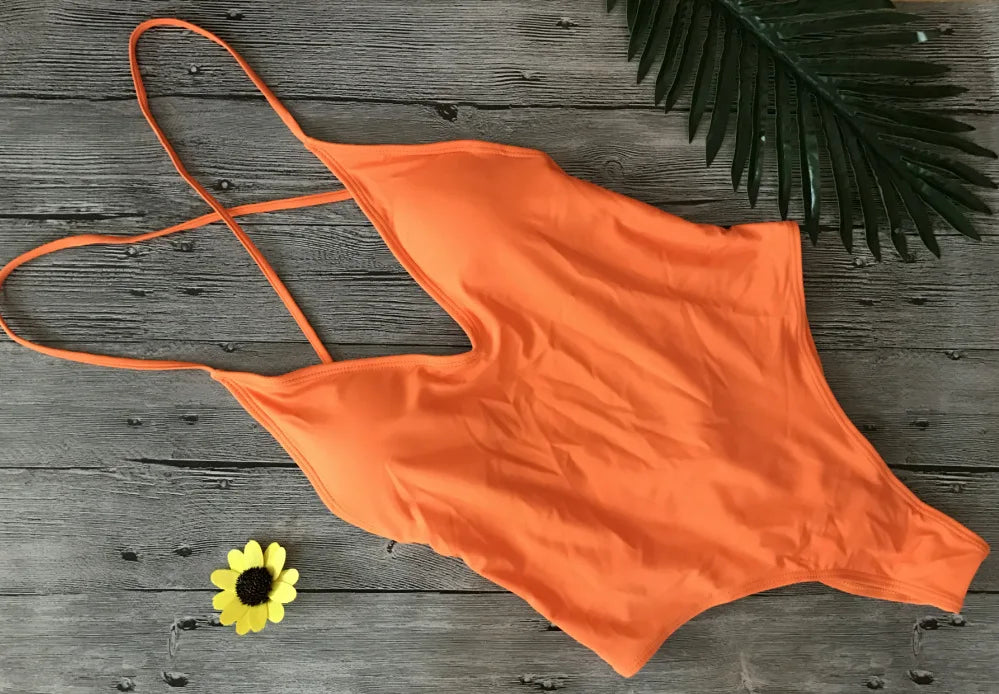 2026 V Neck Scrunch Butt Female Swimwear One Piece Swimsuit Women Backless Monokini Sexy High cut Bathing Suit Swim Bodysuit