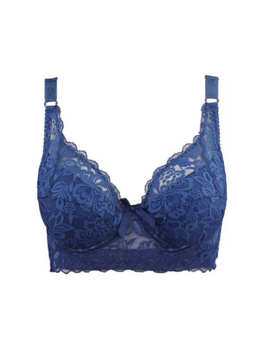 42 44 46 underwear plus large size underwire top bh bralette lace Sexy Women's bra intimates deep V brassiere C D Cup Embroidery