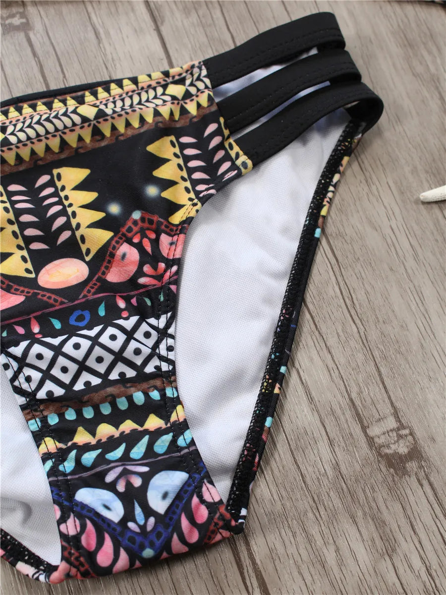2022 Sexy Bandage Aztec Biquini String Strappy Swim Wear Bathing Suit Swimsuit Beachwear Swimwear Women Brazilian Bikini