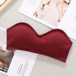 Strapless Bra Tube Top Women Crop Top Non-wire Invisible Bra 3/4 Cup Underwear Sexy Lingerie Cotton Bandeau Bra Removable Pads