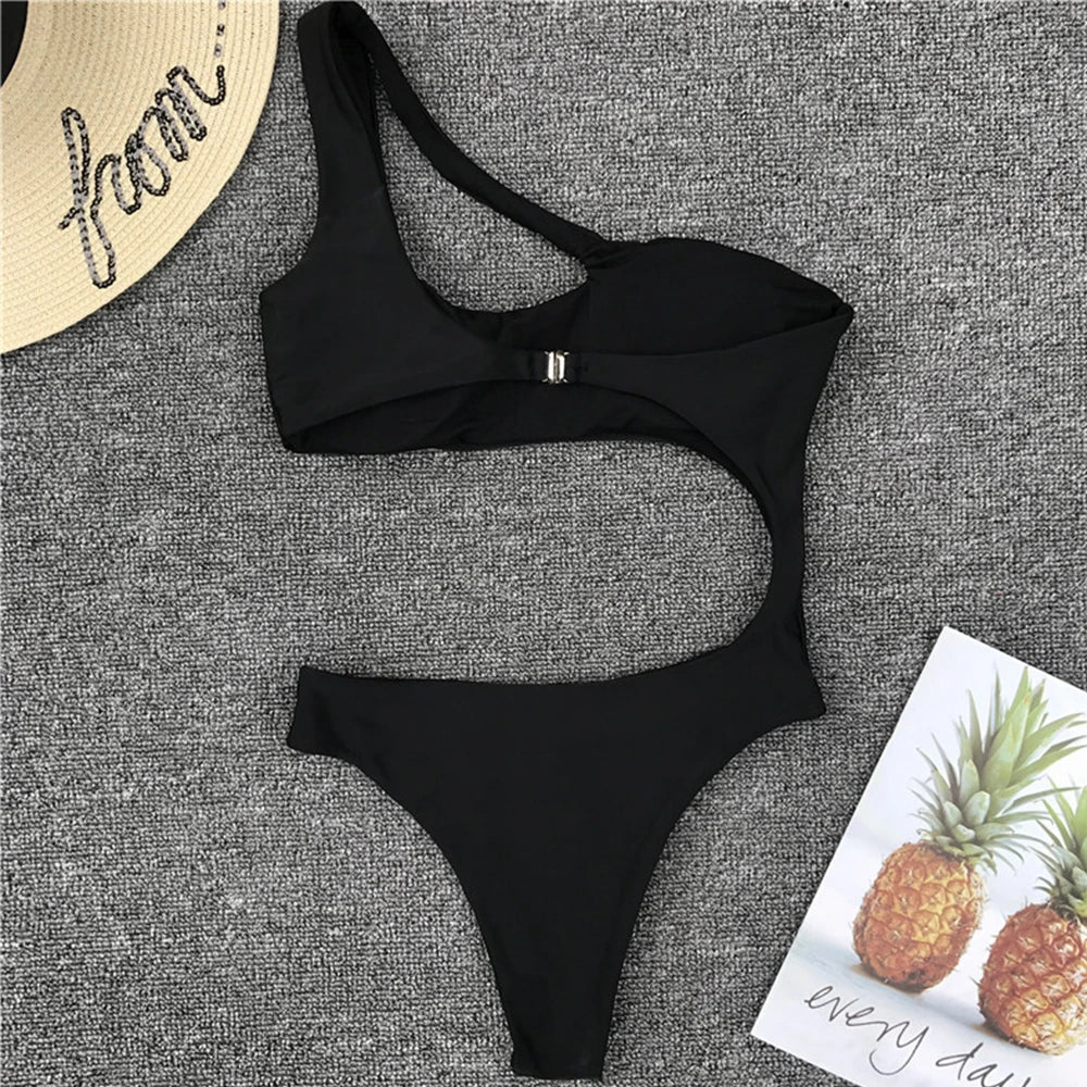 Asymmetric One shoulder Female Swimwear One piece swimsuit Women Monokini Bather Trikini High Cut Out Bathing Suit Swim Bodysuit