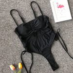 Splicing High Cut Out One Piece Swimsuit Women Tassel Swimwear Female Sexy Bathing Suit String Leopard Bikini 2025 Monokini Lady
