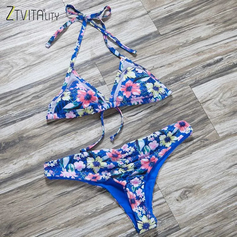 ZTVitality Sexy Bikinis Push Up Bikini 2025 New Arrival Print Mesh Thong Swimsuit Backless String Swimwear Women Biquini S-XL