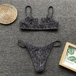 V-Bar Underwired Polka Dot Bikini 2025 Women Swimsuit Female Swimwear Two Pieces Bikini Set Ribbed High Cut Bathing Suit Swim