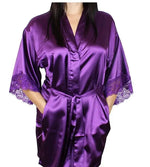 Mid-sleeve sexy women nightwear robes plus size M L XL XXL lace real silk female bathrobes LM93