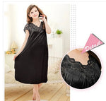 Free shipping women black lace sexy nightdress girls plus size bathrobe Large size Sleepwear nightgown Y02-2