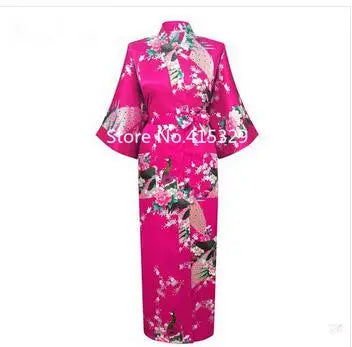 2015 Silk Bathrobe Women Satin Kimono Robes For Women Floral Robes Bridesmaids Long Kimono Robe Bride Silk Robe Dressing Gown