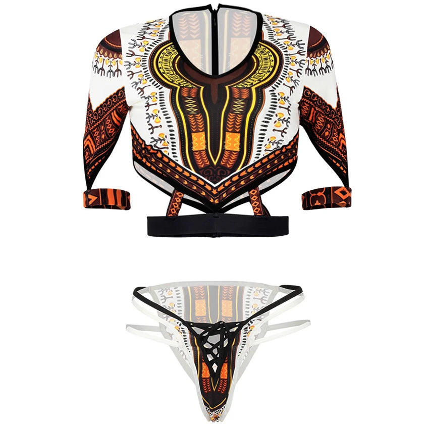 2025 African Dashiki Print One Piece Swimsuit Women High leg cut Swimwear Female Trikini Thong Monokini Brazilian Bathing Suit