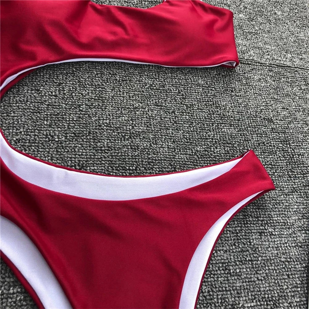 Asymmetric One shoulder Female Swimwear One piece swimsuit Women Monokini Bather Trikini High Cut Out Bathing Suit Swim Bodysuit