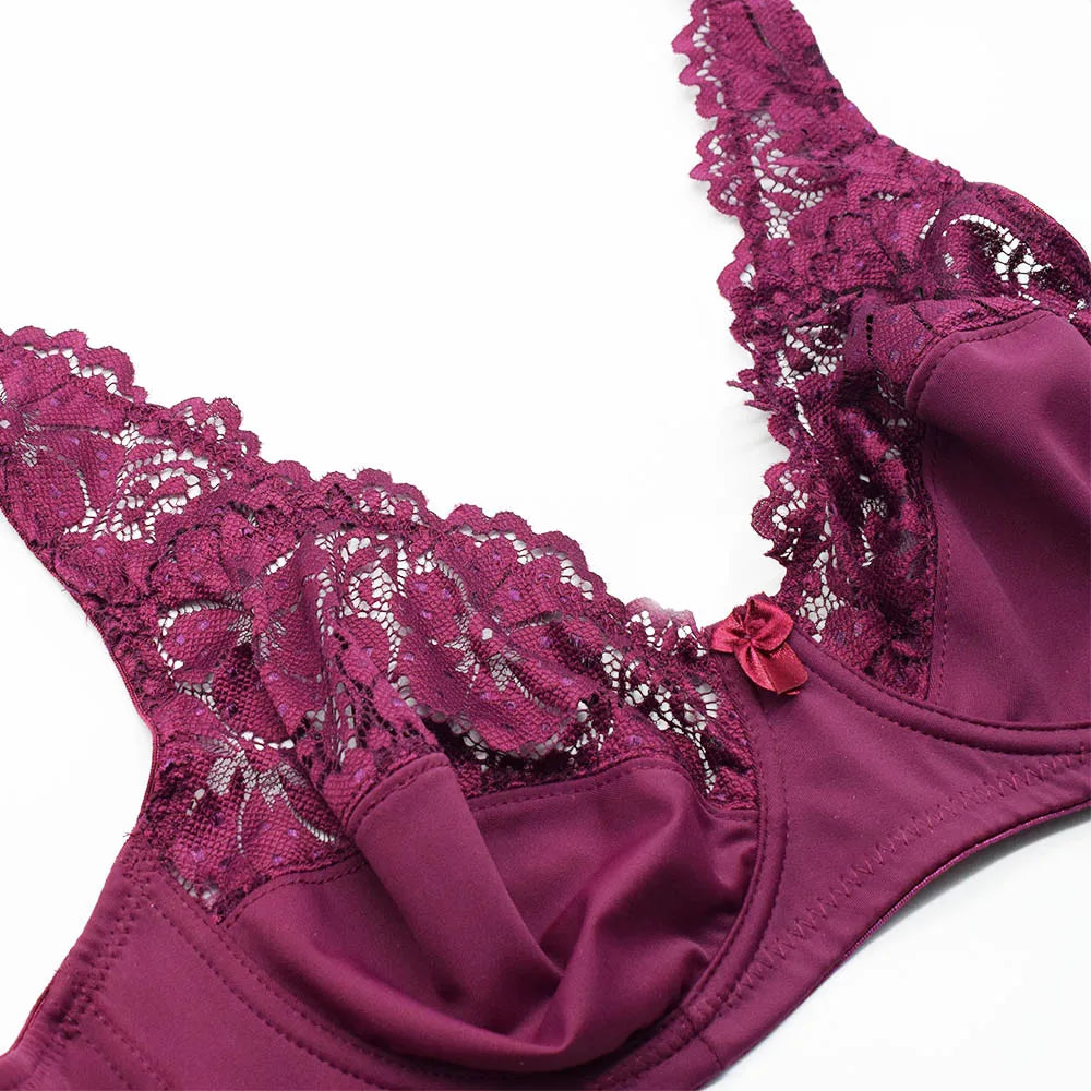Womens Lager Bosom Lace Bralette Ladies Floral Unpadded Bra Sexy Lingerie See through Underwired Plus Size Brassiere Top