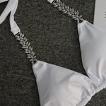 Halter Rhinestone Diamond Bikini Women Swimsuit Female Bikinis Metal Chain Swimwear Two Pieces Bikini Set Bathing Suit Swim Lady