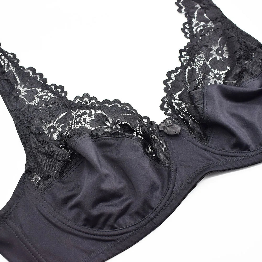 Womens Lager Bosom Lace Bralette Ladies Floral Unpadded Bra Sexy Lingerie See through Underwired Plus Size Brassiere Top