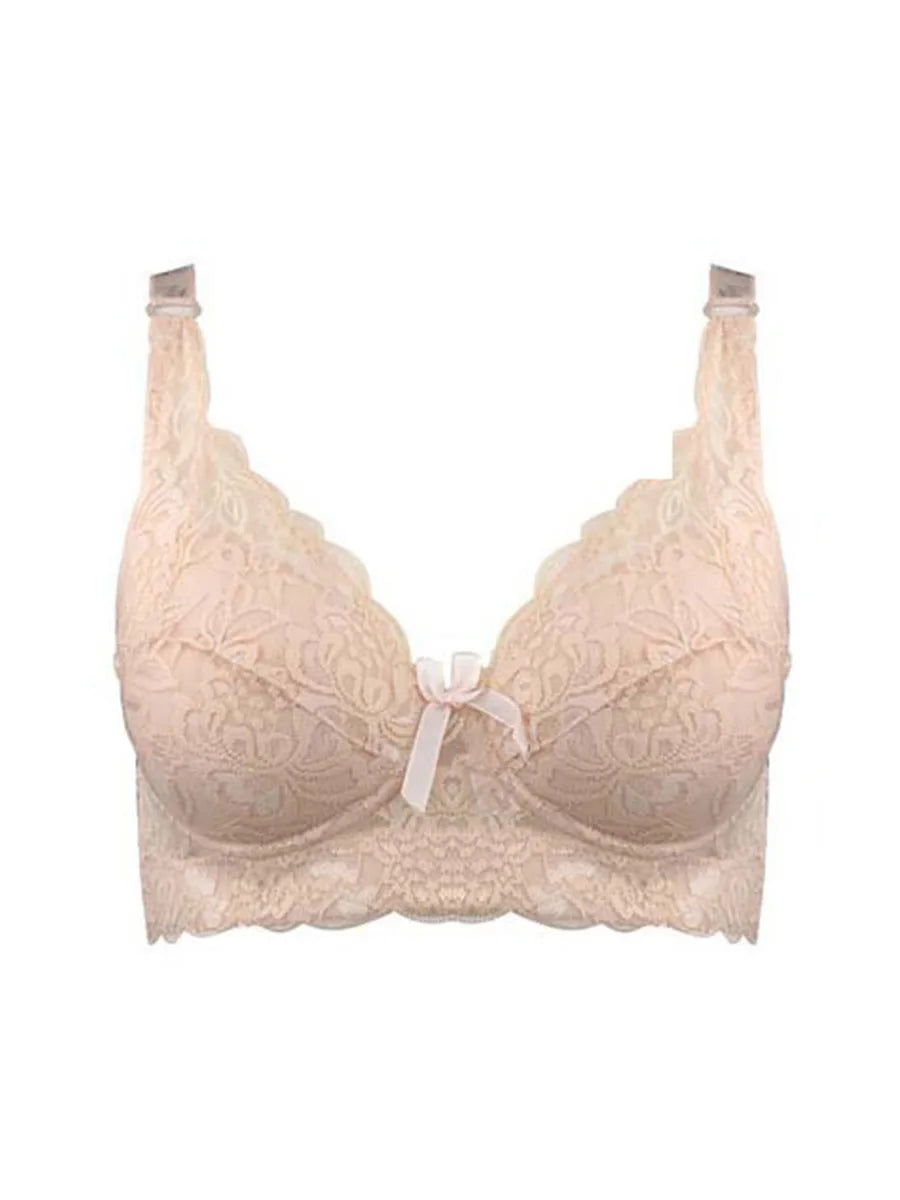 42 44 46 underwear plus large size underwire top bh bralette lace Sexy Women's bra intimates deep V brassiere C D Cup Embroidery