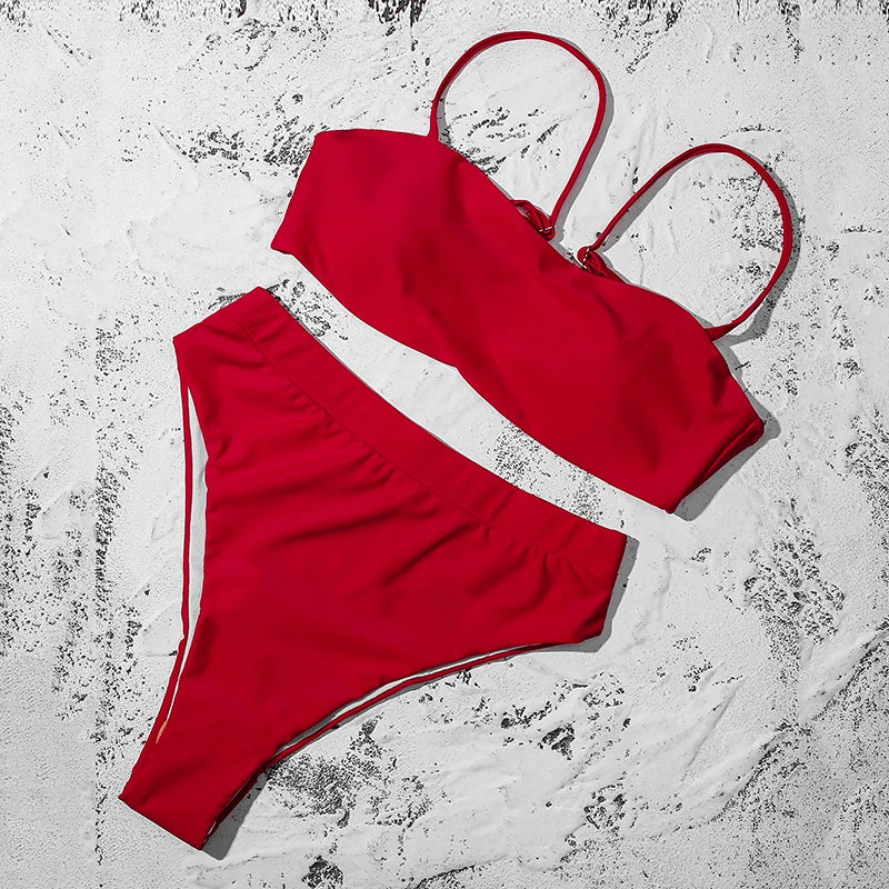 ZTVitality Sexy Bikinis Solid Push Up Bikini 2021 Hot Sale Padded Bra Straps High Waist Swimsuit Female Swimwear Women Biquini
