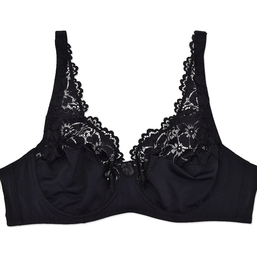 Womens Lager Bosom Lace Bralette Ladies Floral Unpadded Bra Sexy Lingerie See through Underwired Plus Size Brassiere Top