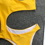 2025 Sexy One shoulder Female Swimwear One piece swimsuit Women Monokini Bather Trikini High cut Out Bathing suit Swim Bodysuit