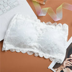 Women Floral Lace Bandeau Bra Strapless Padded Top Solid Color Bralette Lace Underwear Sexy Lingerie Solid Color Wrap Top
