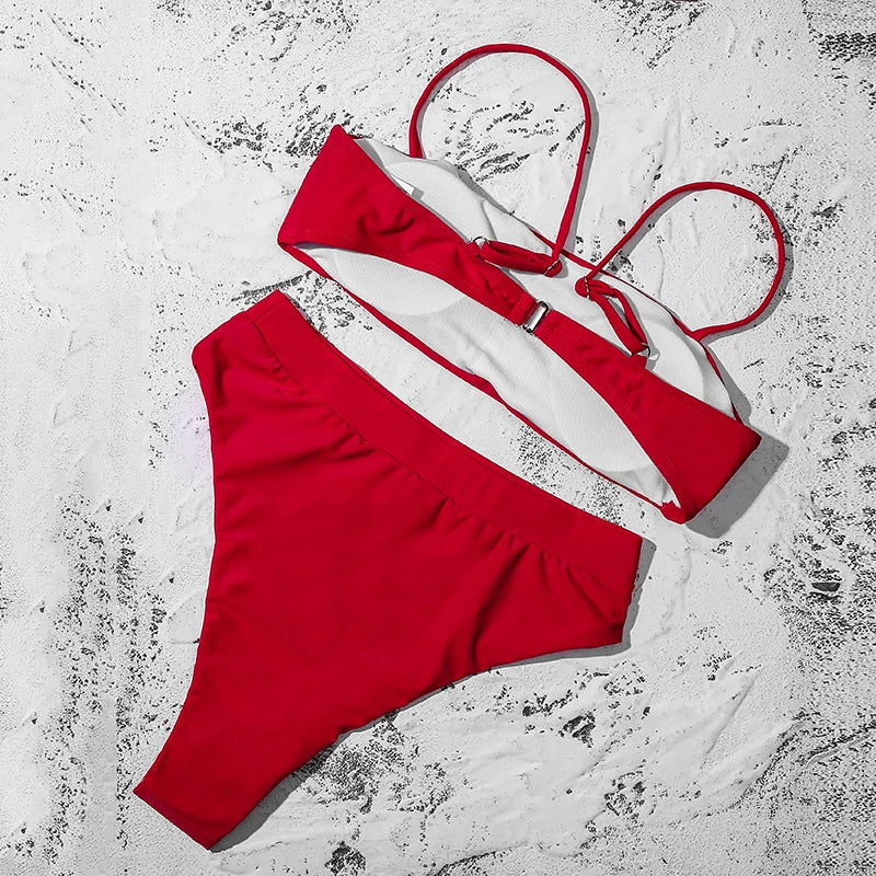 ZTVitality Sexy Bikinis Solid Push Up Bikini 2021 Hot Sale Padded Bra Straps High Waist Swimsuit Female Swimwear Women Biquini