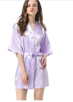 New Black Chinese Women's Faux Silk Robe Bath Gown Hot Sale Kimono Yukata Bathrobe Solid Color Sleepwear S M L XL XXL NB032