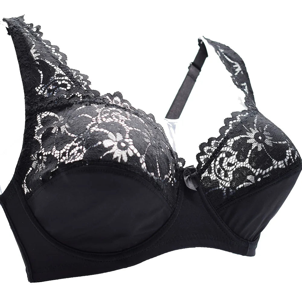 Womens Lace Bras Ladies Floral Unpadded Sexy Lingerie Underwire Plus Size Brassiere Tops Underwear B C D DD E F Cup