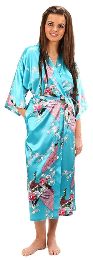 RB015 Satin Robes for Brides Wedding Robe Sleepwear Silk Pijama Casual Bathrobe Animal Rayon Long Nightgown Women Kimono XXXL