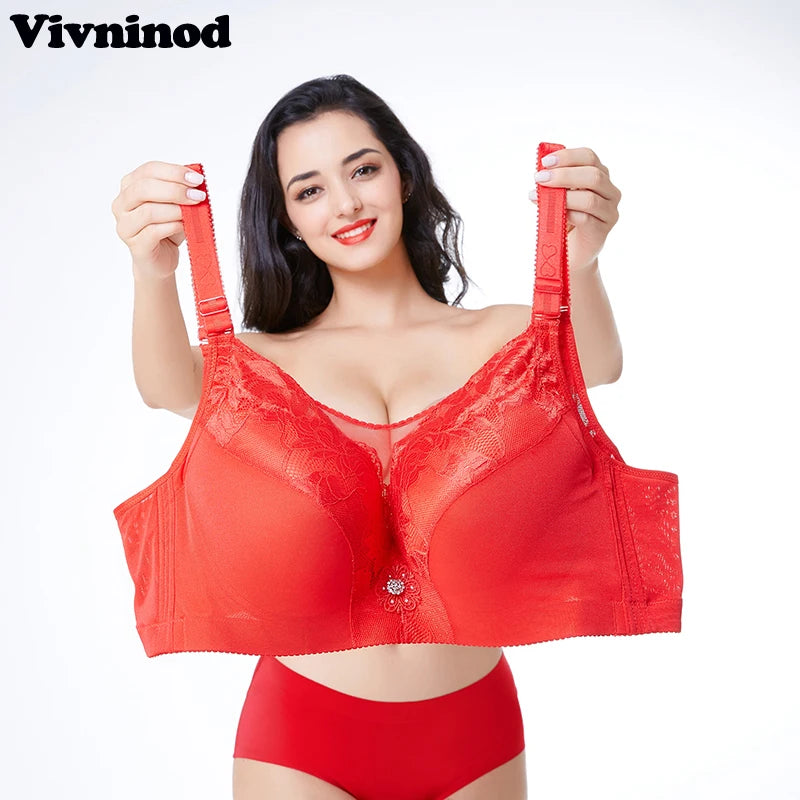 Plus Size 40-52 Sexy Seamless Bras For Fat mm oversize cup 120EFG cup bra with adjustable back underwear push up sexy lace bra
