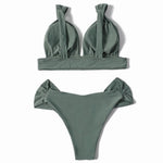 ZTVitality Solid Swimsuit Women Swimwear 2025 Newest Mid Waist Sexy Bikini Push Up Bikini Set Brazilian Bathing Suit Beach Wear