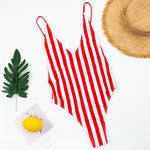2025 Sexy Backless Striped Women Swimwear One Piece Swimsuit Female monokini High cut Trikini V Neck Bathing Suit Swim Bodysuit