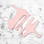 ZTVitality Solid Sexy Bikinis High Waist Bikini 2021 Hot Sale Asymmetry Straps Hollow Out Swimsuit Female Swimwear Women Biquini