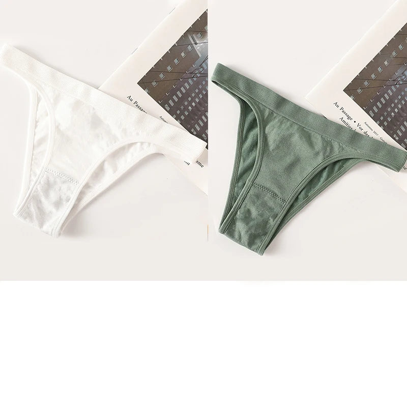 2PCS/Set Seamless Women Brazilian Panties Female Underpants High Leg Cut Underwear Sexy Lingerie Bikini Sports Briefs M-L