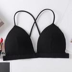 Front Closure Bra Deep V Bras For Women Thin Cross Straps Wire Free Brassiere Pdded Bralette Women's Underwear Sexy Lingerie