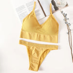 Women Seamless Bra Set Low Rise Brazilian Panties Wire Free Sports Bra Brassiere Sexy Lingerie Female Underwear Set