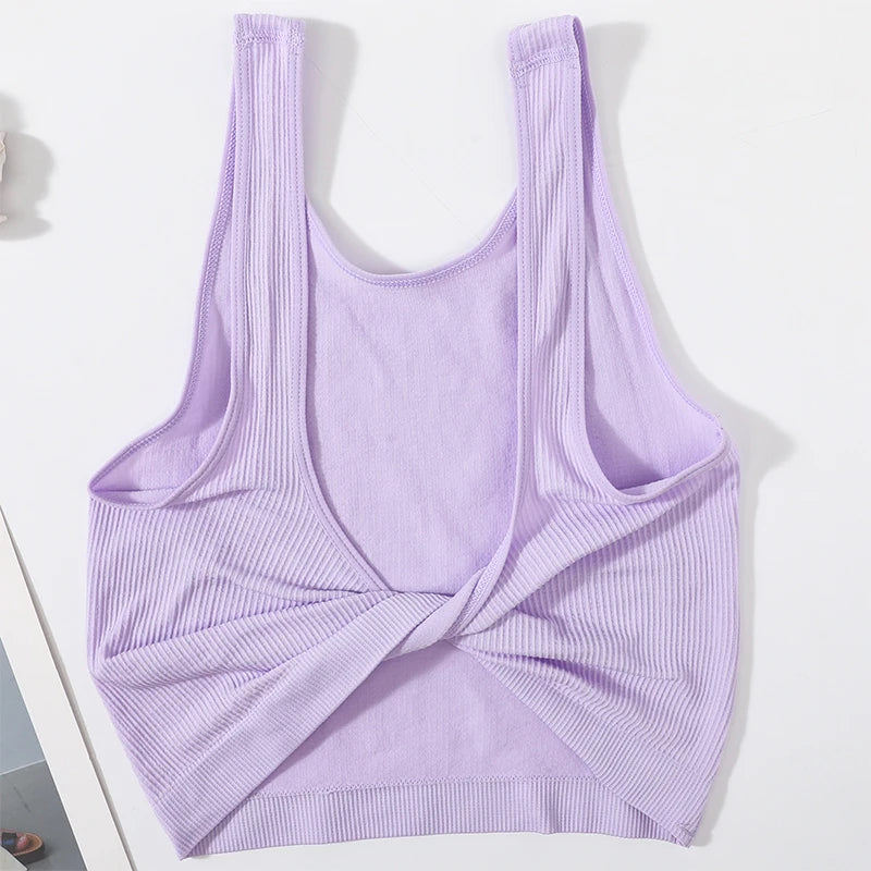 Women Rib Crop Top Seamless Tank Tops Sexy Underwear Deep V Streetwear Cropped Tee Summer Deep V Sports Camisole
