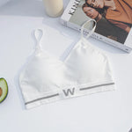 Letter Printed Elastic Underband Bralette Women Removable Breathable Pads Thin Straps Tank Bra One Size Daily Intimates