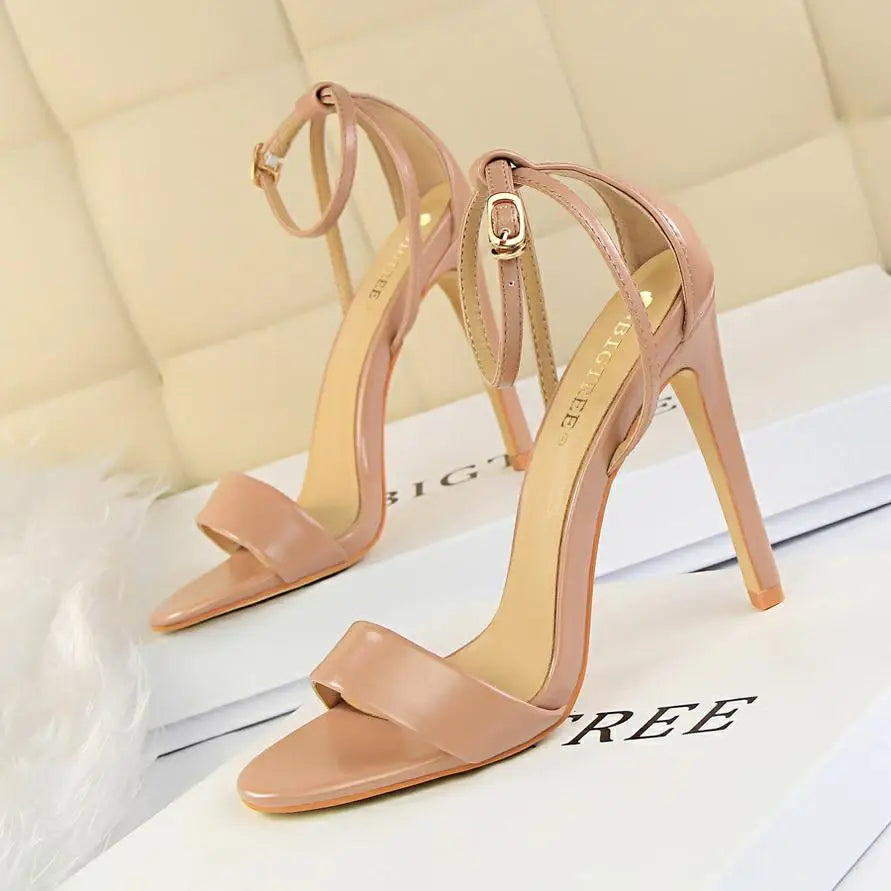 BIGTREE Shoes 11 cm High Heeled Sandals Women Summer Shoes Stiletto High Heels Open toed hollowed out Women Sandals Party Shoes