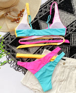Sexy Splicing Cross Bandage Thong Bikini Female Swimsuit Women Swimwear Two Pieces Bikini Set Bathing Suit Swim Beach Wear Lady