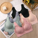 Breathable Latex Bra Seamless Women’s Underwear Sexy Push Up Bralette With Pad Vest Top Comfortable Lace Sleep Brassiere