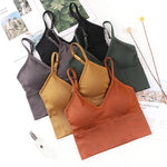 Women Tanks Top Low Back Crop Top Underwear Female Crop Sport Seamless Tops Sexy Lingerie Backless Removable Padded Camisole