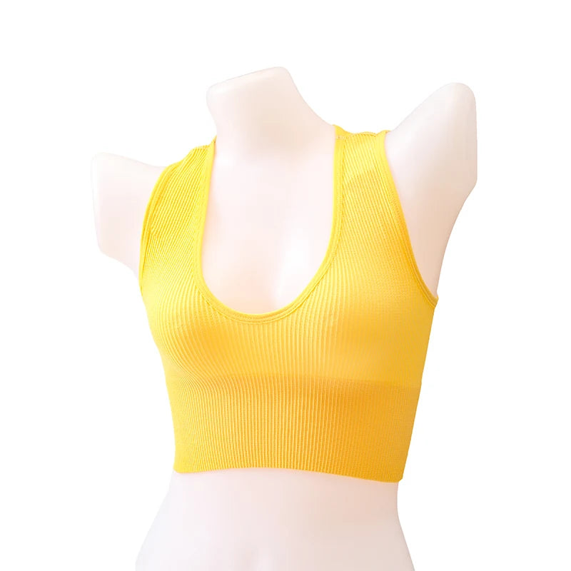 Women Crop Top Sexy Seamless Underwear Female Fitness Sleeveless Camisole Plunge Bralette Sports Cropped Tops Lingerie
