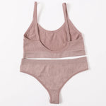 Sexy Women Bra Panties Set High Rise G-String Sports Bra Top Seamless Underwear Fitness Bra Top Female Lingerie Set Intimates
